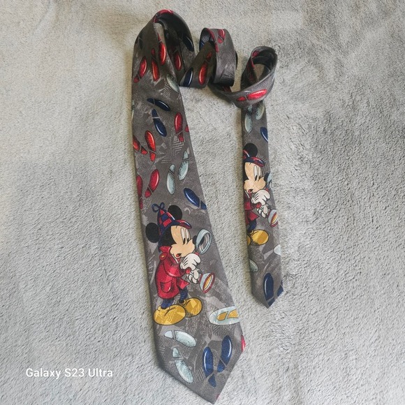 VTG, Mickey Unlimited, Disney, made in Italy, fun tie, detective Mickey, sleuth - Picture 1 of 5